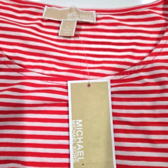 Michael Kors Red and White Striped Top New. - Picture 6 of 12
